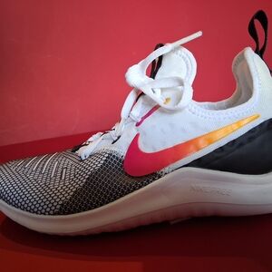 Nike White and Black Sneakers with Pink and Orange Accents